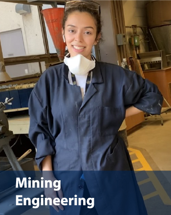 student standing in mine