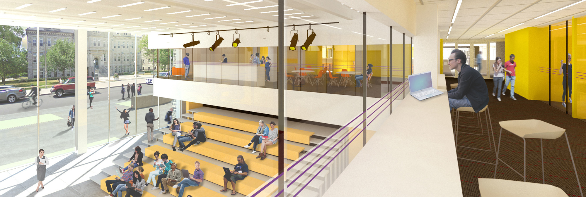 Artist rendering of the interior of the Innovation and Wellness Centre