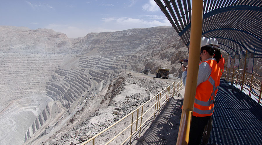 Members of the Mining Research Laboratories Group visit the Chuquicamata mine in Chile